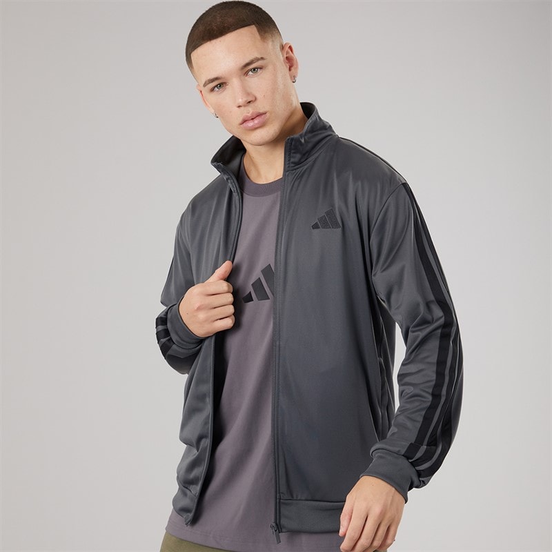 adidas Mens Dayready 3-Stripes Track Jacket Grey Six - Image 1