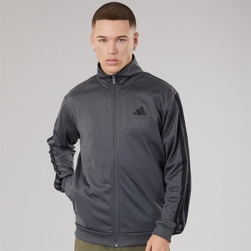 adidas Mens Dayready 3-Stripes Track Jacket Grey Six - Image 3