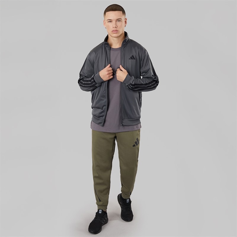adidas Mens Dayready 3-Stripes Track Jacket Grey Six - Image 4