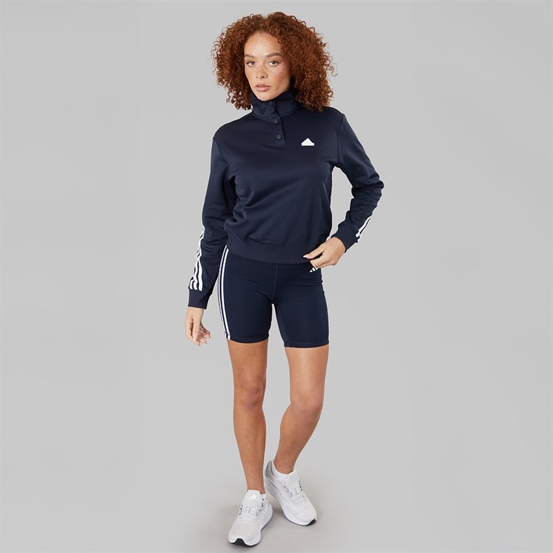 adidas Womens Iconic Wrapping 3-Stripes Snap Track Jacket Legend Ink/White - Image 4