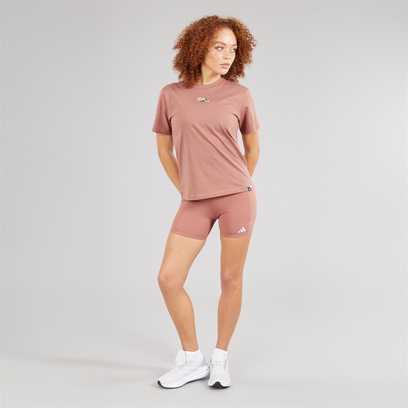 adidas Womens Lounge Mini Graphic T-Shirt Warm Clay - Image 4