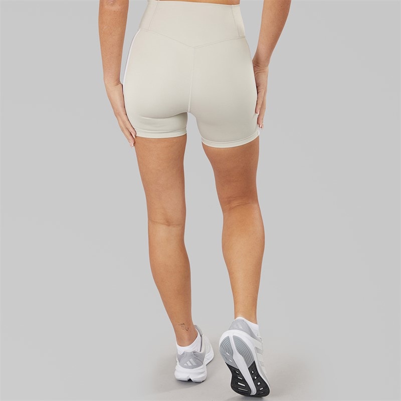 adidas Womens Optime Essesntial 3-Stripes Short Leggings Beige/White - Image 2