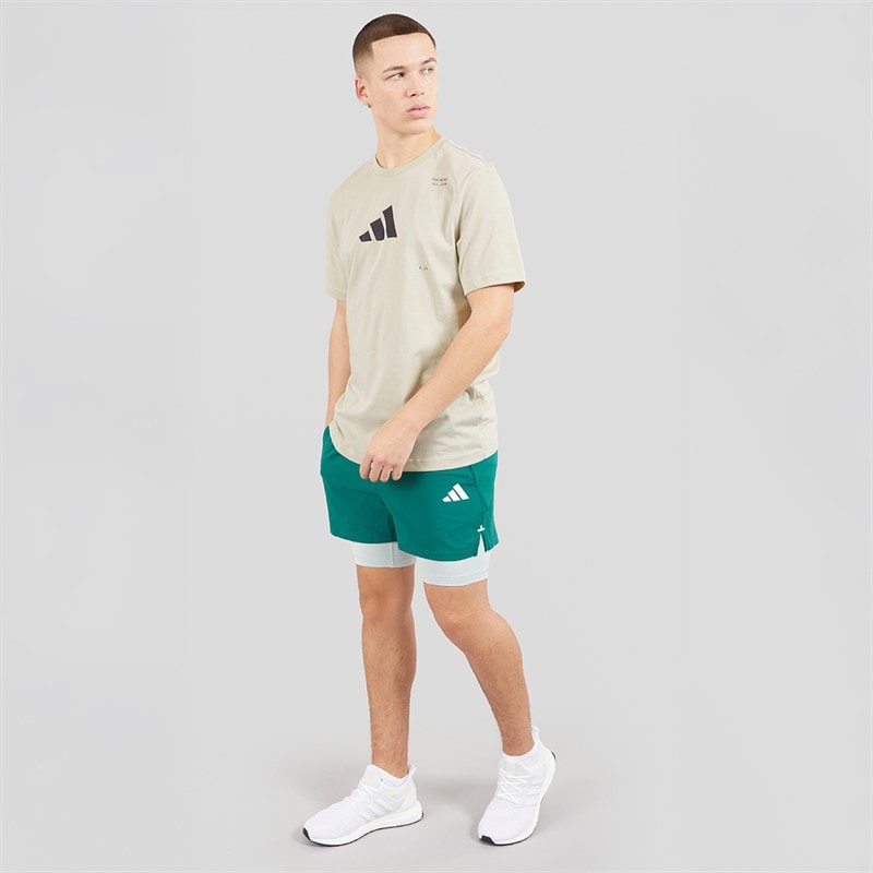 adidas Mens All Gym Category Back Graphic Training T-Shirt Beige - Image 4