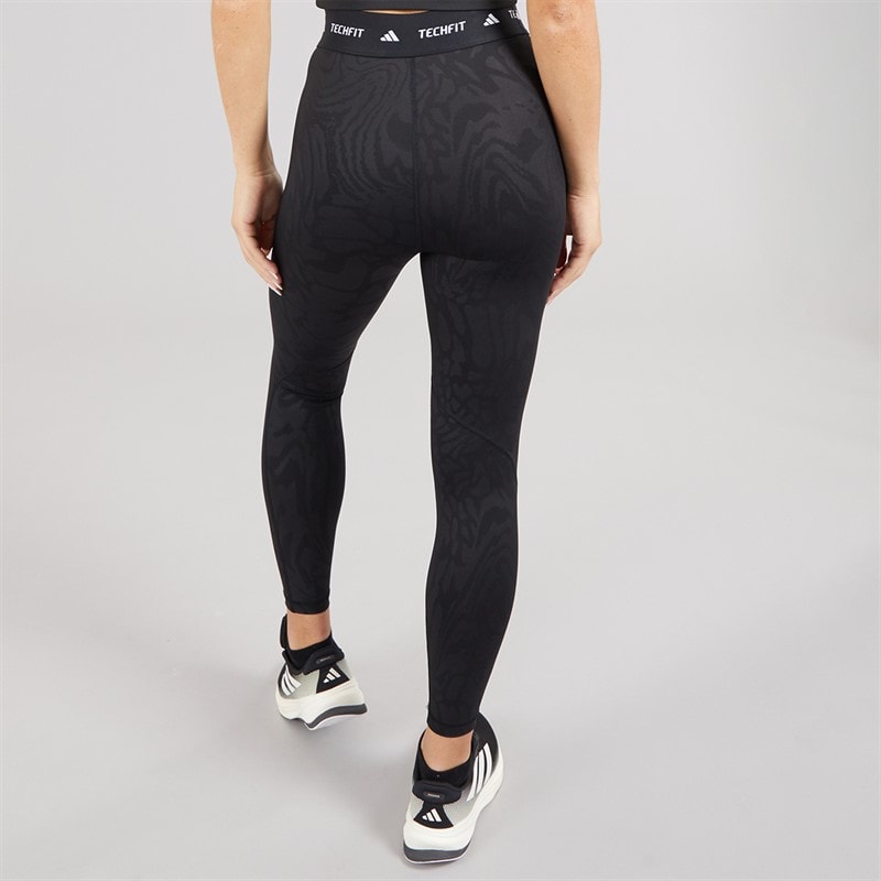 adidas Womens Techfit Printed 7/8 Leggings Black - Image 2