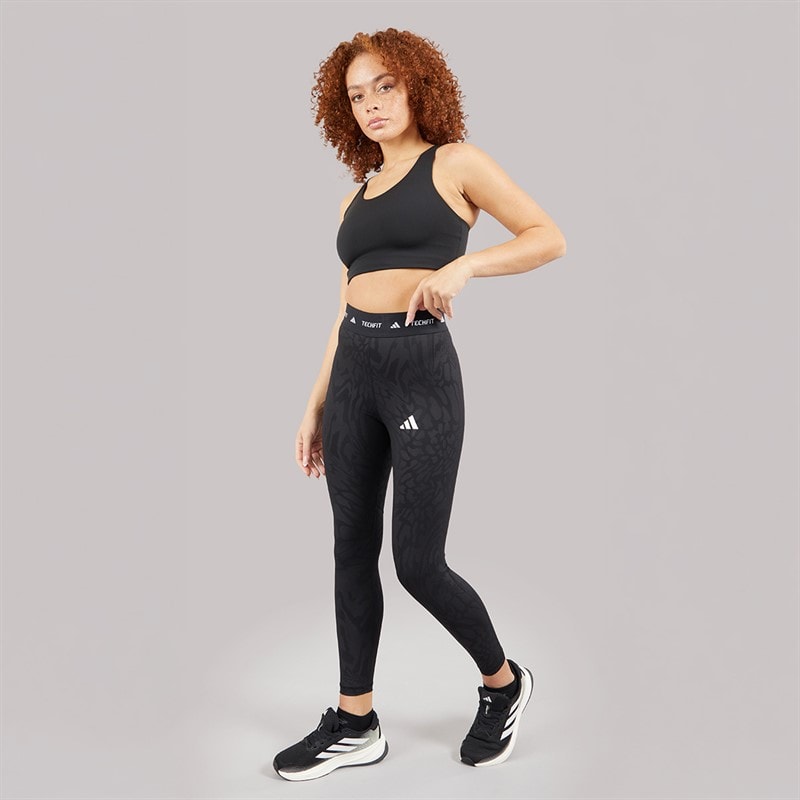 adidas Womens Techfit Printed 7/8 Leggings Black - Image 4