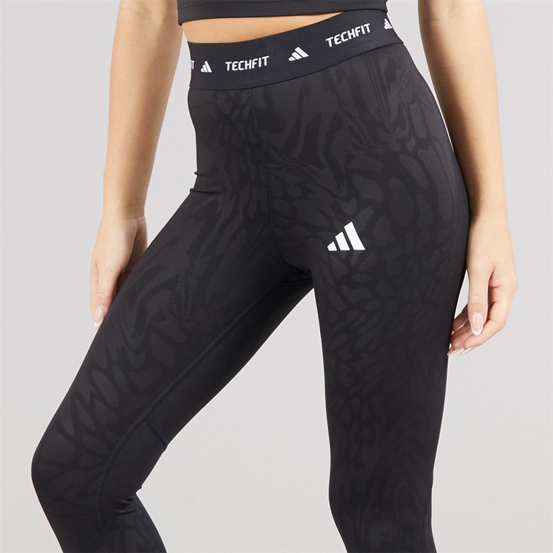 adidas Womens Techfit Printed 7/8 Leggings Black - Image 5