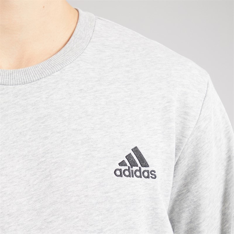 adidas Mens Essentials Small Logo Sweatshirt Medium Grey Heather/Black - Image 3