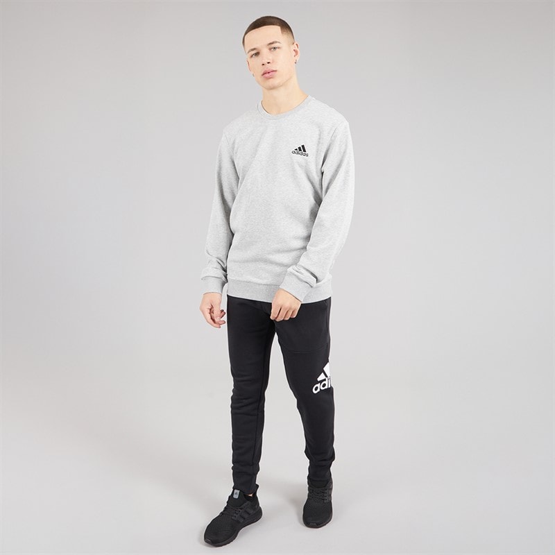 adidas Mens Essentials Small Logo Sweatshirt Medium Grey Heather/Black - Image 4