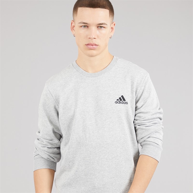 adidas Mens Essentials Small Logo Sweatshirt Medium Grey Heather/Black - Image 5