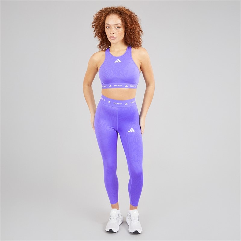 adidas Womens Techfit Medium Support High Neck Bra Semi Cobalt Blue - Image 4