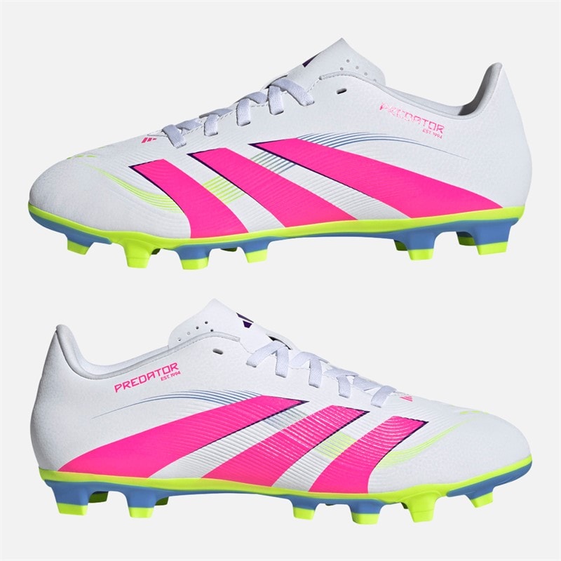 adidas Mens Predator Club FG/MG Firm/Multi Ground Football Boots Cloud White/Lucid Lemon/Lucid Pink