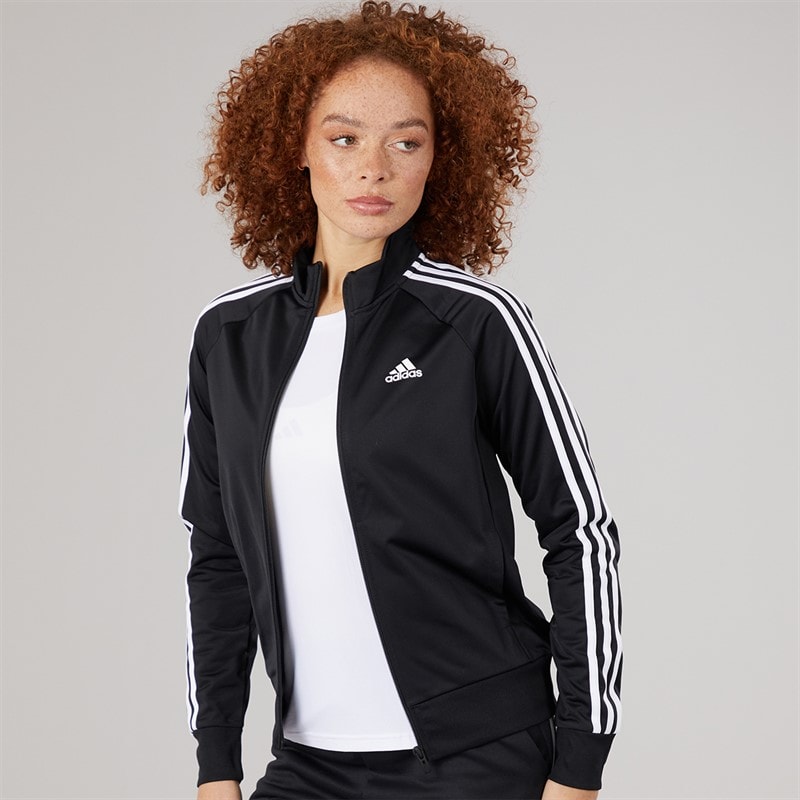 adidas Womens Essentials 3-Stripes Slim Warm Up Track Jacket Black - Image 1