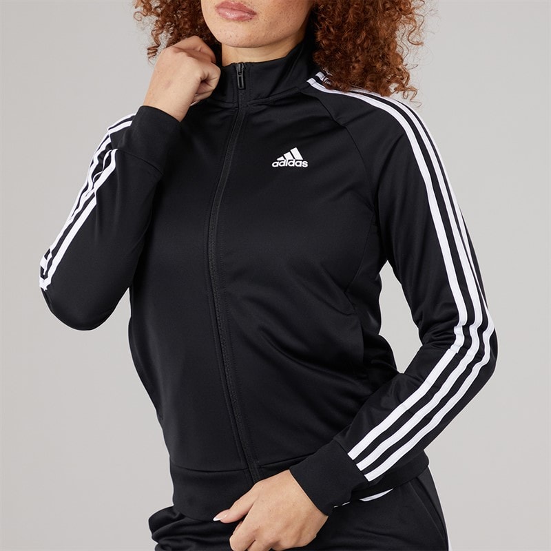 adidas Womens Essentials 3-Stripes Slim Warm Up Track Jacket Black - Image 3