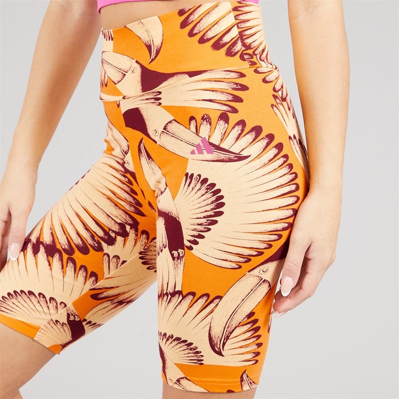 adidas Womens X Farm Bike Shorts Semi Spark/Bright Orange/Shadow Red - Image 3