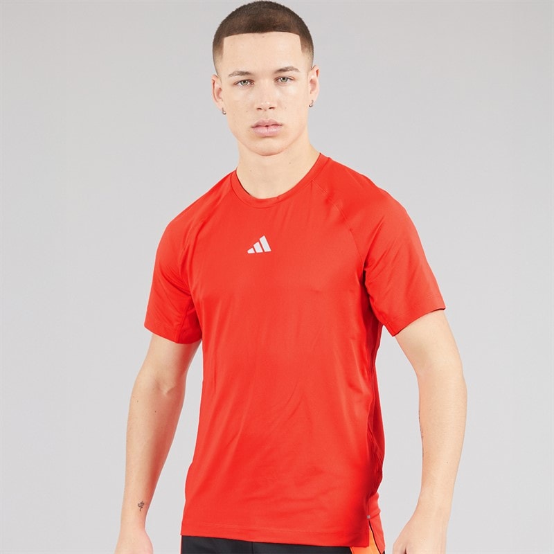 adidas Mens Gym Training T-Shirt Bright Red - Image 1