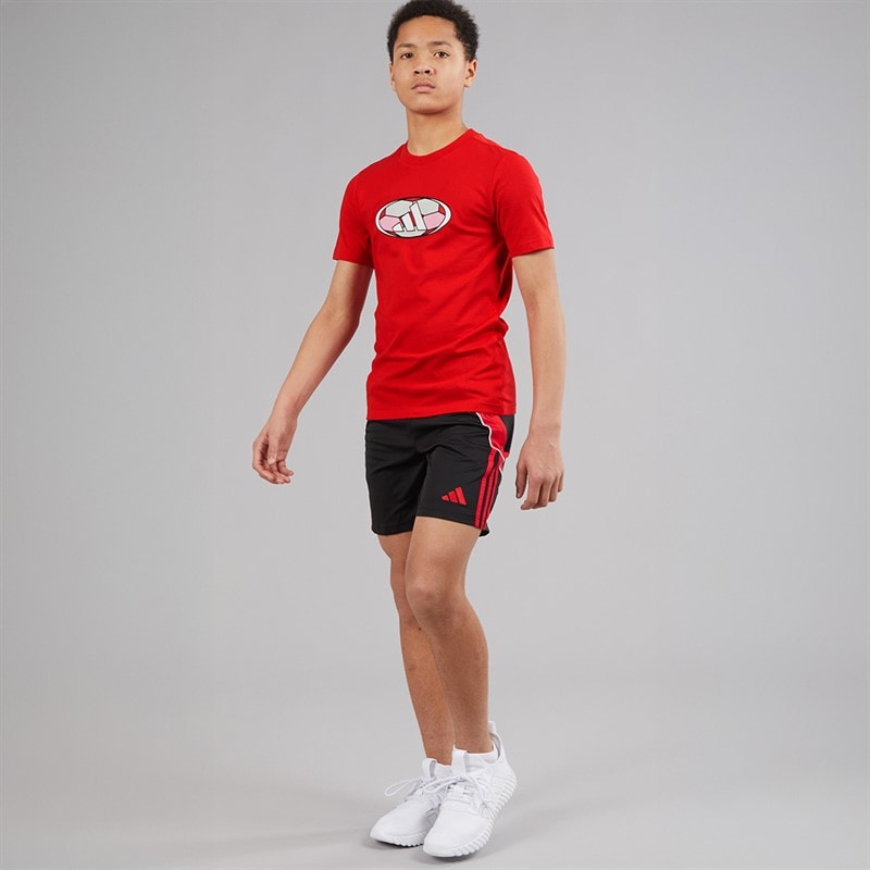 adidas Junior Boys House Of Tiro Graphic T-Shirt Pure Ruby - Image 4