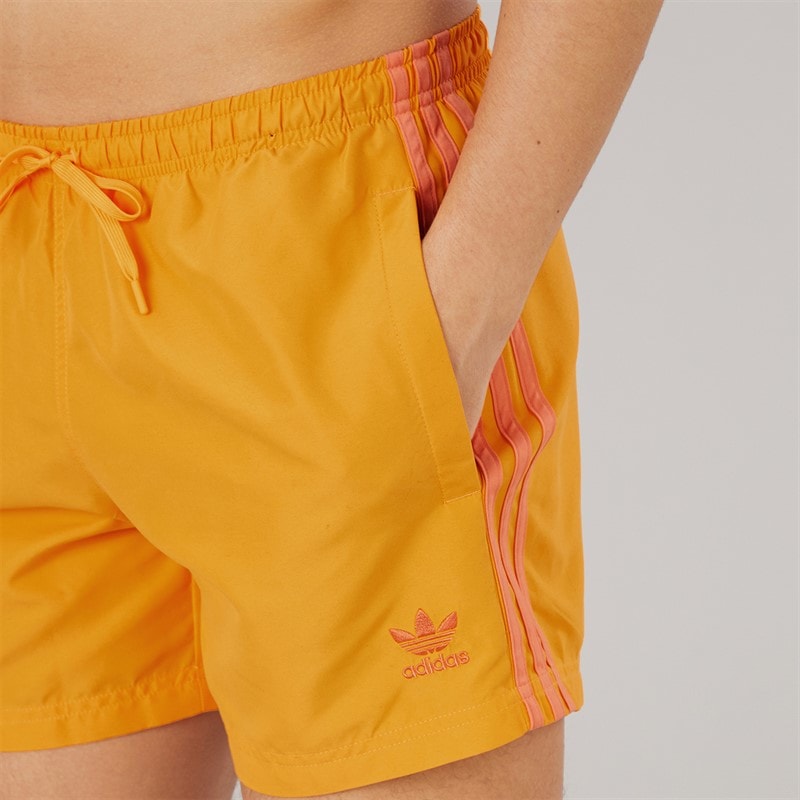 adidas Mens Adicolor 3-Stripes Five Inch Swim Shorts Real Gold - Image 3