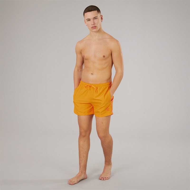 adidas Mens Adicolor 3-Stripes Five Inch Swim Shorts Real Gold - Image 4