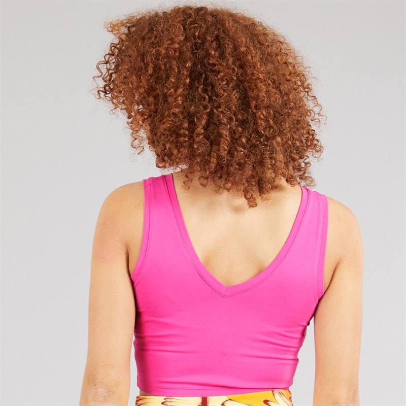 adidas Womens Essentials Small Logo Cotton Tank Top Semi Lucid Fuchsia/White - Image 2