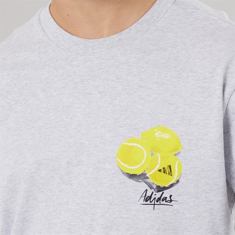 adidas Mens Lounge Still Life Lemons Graphic T-Shirt Light Grey Heather - Image 3