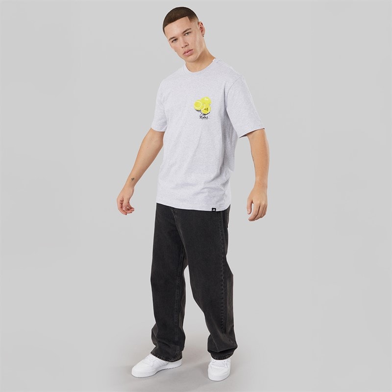 adidas Mens Lounge Still Life Lemons Graphic T-Shirt Light Grey Heather - Image 4