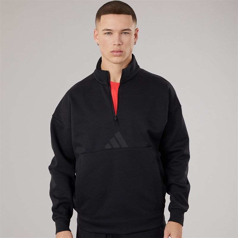 adidas Mens Z.N.E. Quarter Zip Sweatshirt Black - Image 3