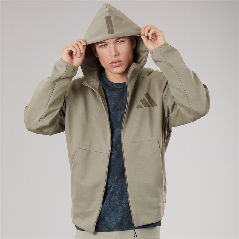 adidas Mens Z.N.E. Full Zip Hooded Track Jacket Putty Beige - Image 5