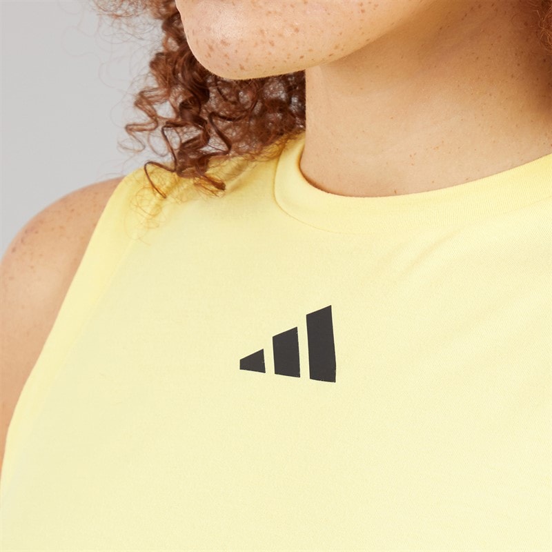 adidas Womens Power 3-Stripes Boxy Tank Top Powder Yellow - Image 3
