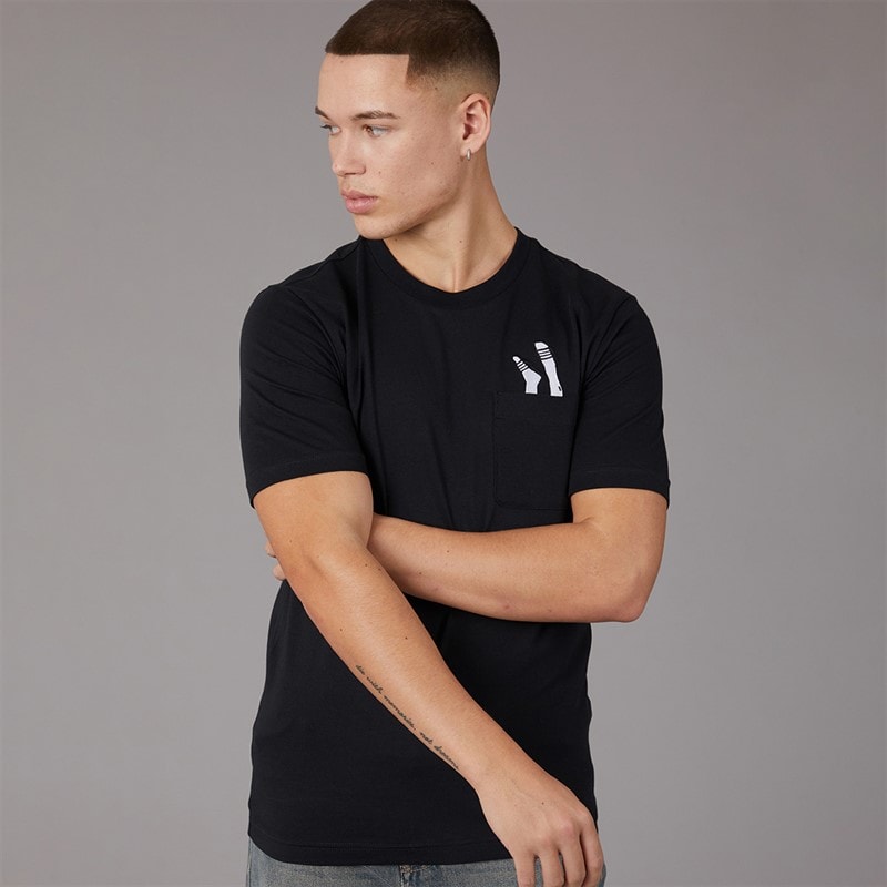 adidas Mens Lounge Slides Graphic Pocket T-Shirt Black - Image 1