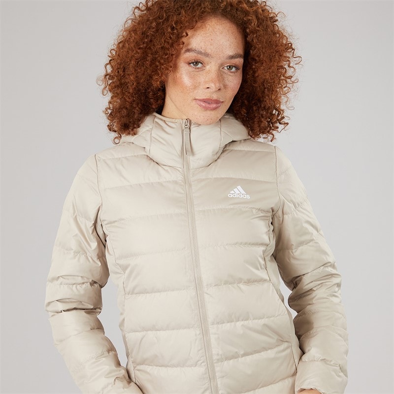 adidas Womens Essentials Light Down Insulated Hooded Jacket Wonder Beige - Image 3