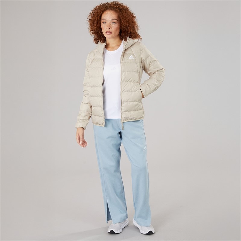adidas Womens Essentials Light Down Insulated Hooded Jacket Wonder Beige - Image 4