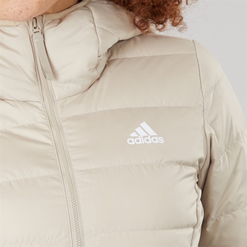 adidas Womens Essentials Light Down Insulated Hooded Jacket Wonder Beige - Image 5