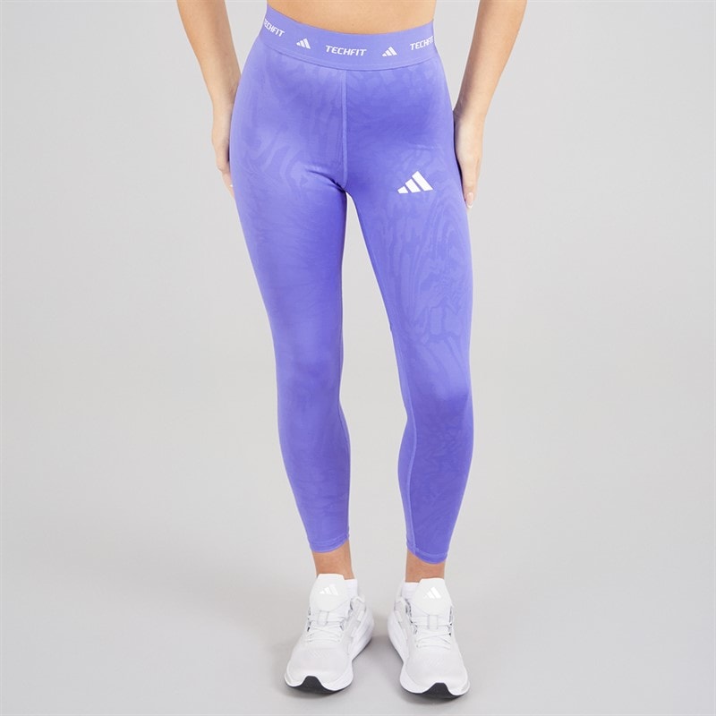 adidas Womens Techfit Printed 7/8 Leggings Semi Cobalt Blue - Image 1