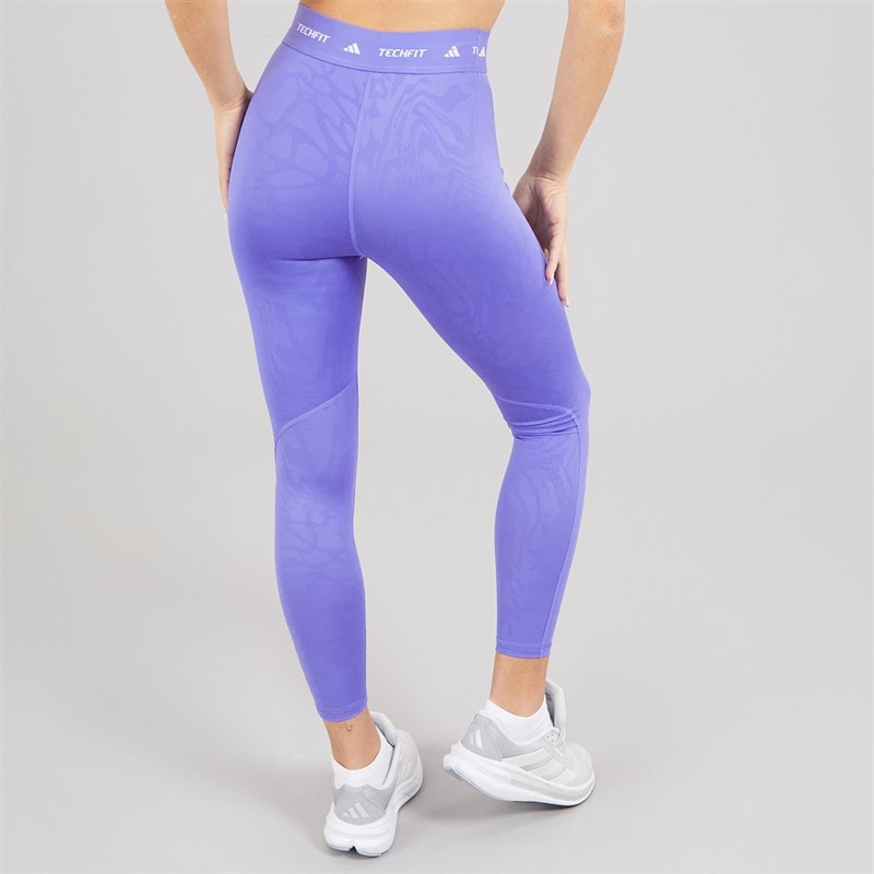 adidas Womens Techfit Printed 7/8 Leggings Semi Cobalt Blue - Image 2
