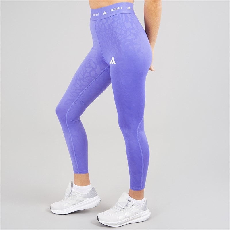 adidas Womens Techfit Printed 7/8 Leggings Semi Cobalt Blue - Image 3