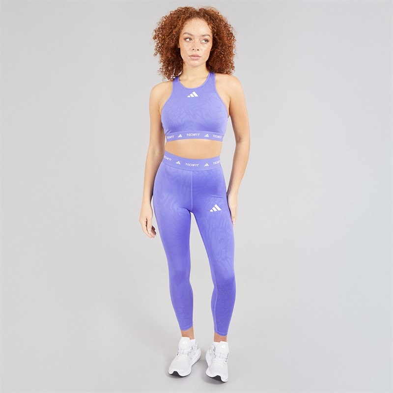 adidas Womens Techfit Printed 7/8 Leggings Semi Cobalt Blue - Image 4