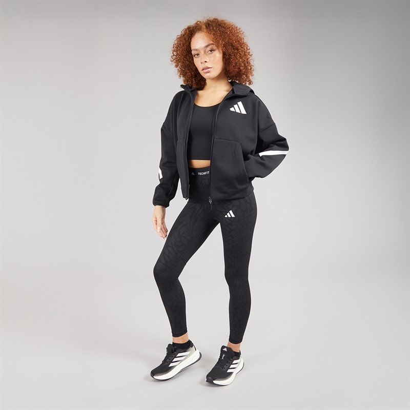 adidas Womens Z.N.E. Full Zip Hoodie Black/White - Image 4
