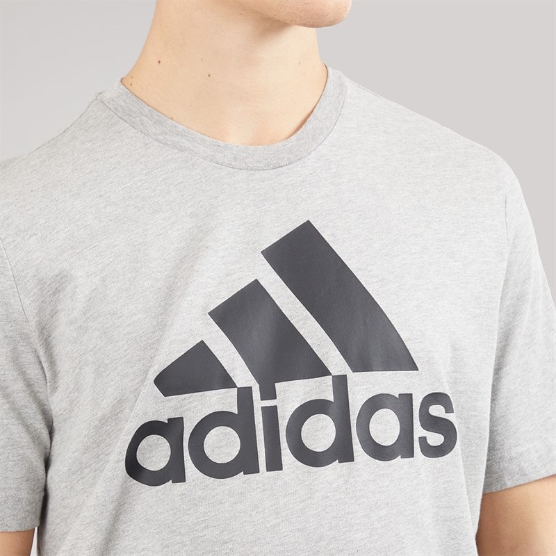 adidas Mens Essentials Big Logo T-Shirt Medium Grey Heather/Black - Image 3