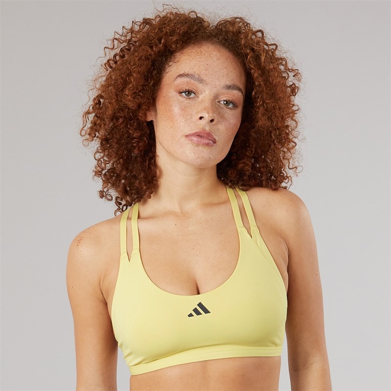 adidas Womens Aeroimpact Luxe Training Light Support Bra Powder Yellow - Image 5