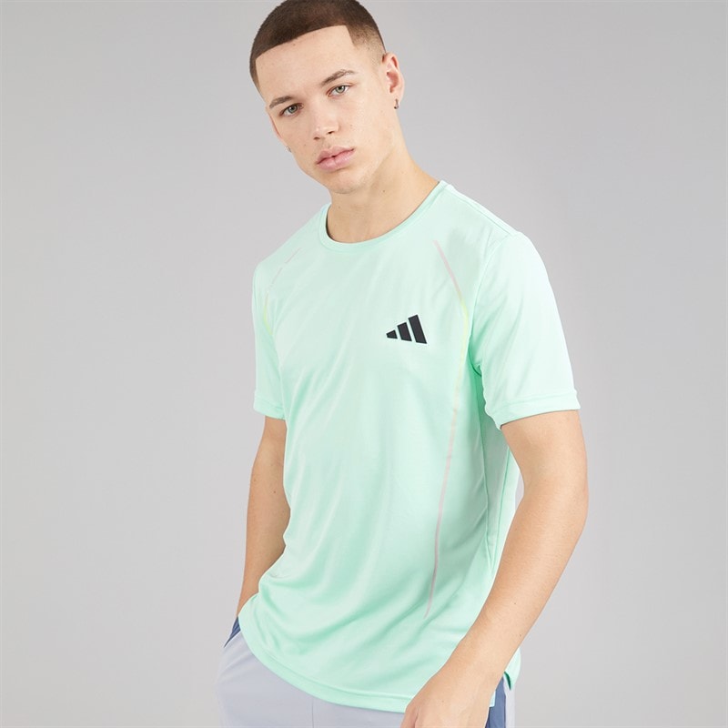 adidas Mens Tech Apparel Colorblock Training T-Shirt Semi Flash Aqua