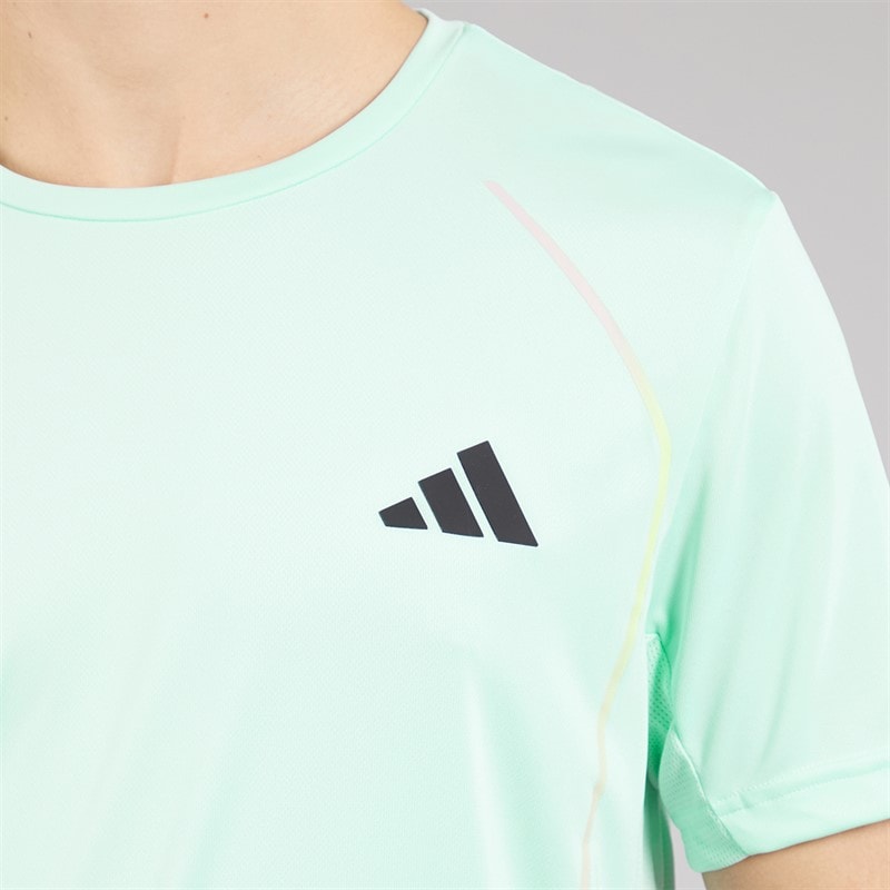 adidas Mens Tech Apparel Colorblock Training T-Shirt Semi Flash Aqua - Image 3