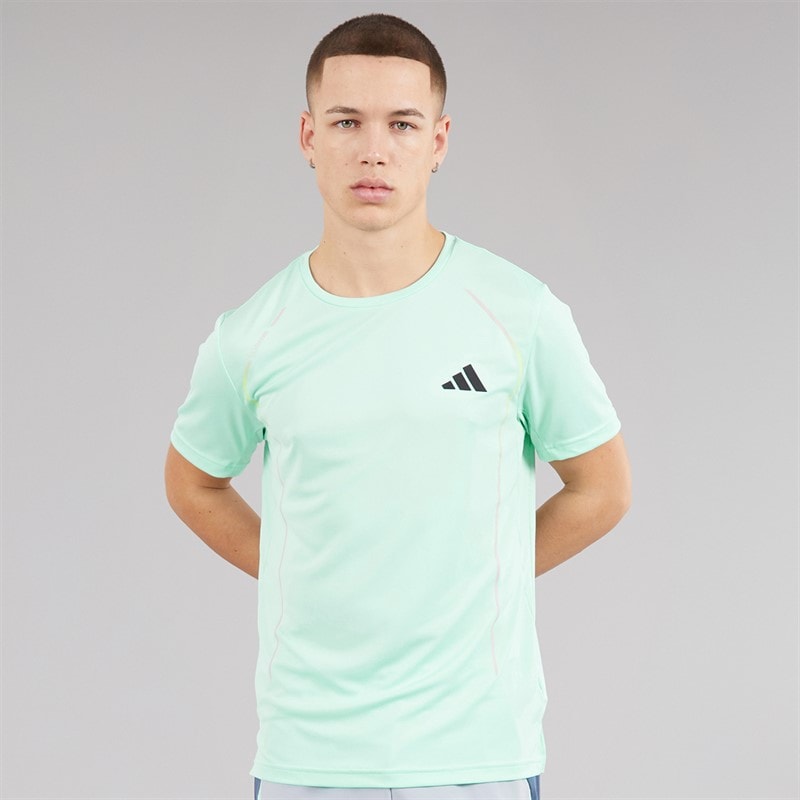 adidas Mens Tech Apparel Colorblock Training T-Shirt Semi Flash Aqua - Image 5