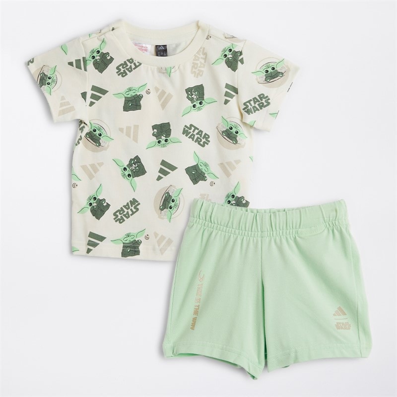 adidas Infant Star Wars Mandalorian T-Shirt And Shorts Set Off White/Multicolor