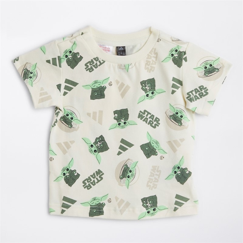 adidas Infant Star Wars Mandalorian T-Shirt And Shorts Set Off White/Multicolor - Image 2