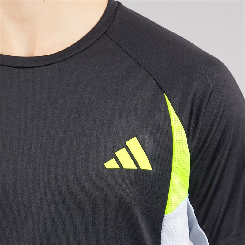 adidas Mens Tech Apparel Colorblock Training T-Shirt Black - Image 3
