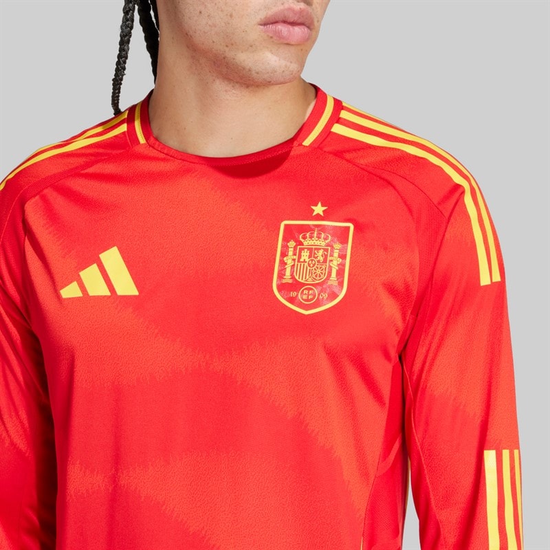 adidas Mens FEF Spain 23/24 Authentic Home Long Sleeve Jersey Better Scarlet - Image 3