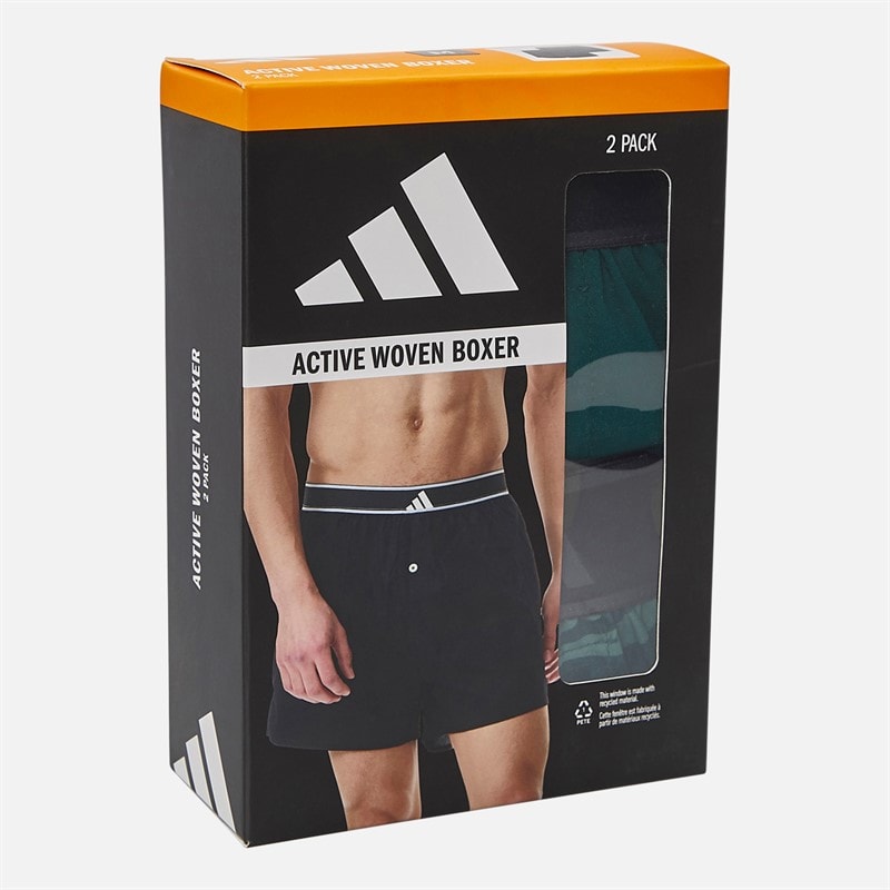 adidas Mens Two Pack Boxers Green Print - Image 4