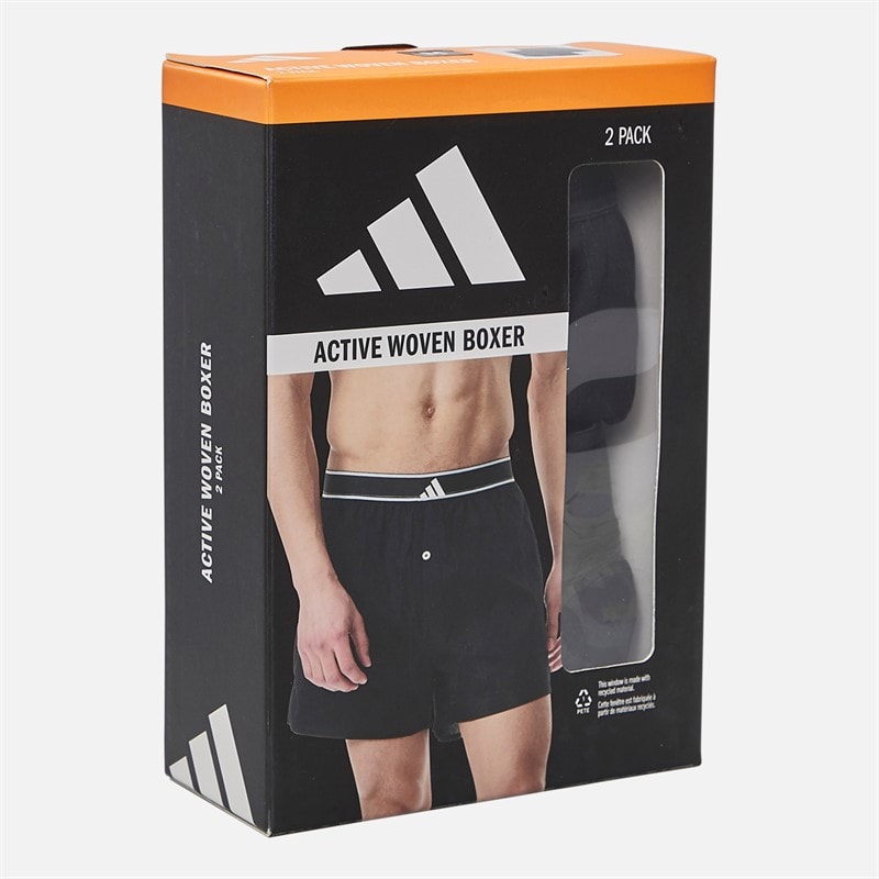 adidas Mens Two Pack Boxers Black/Print - Image 4