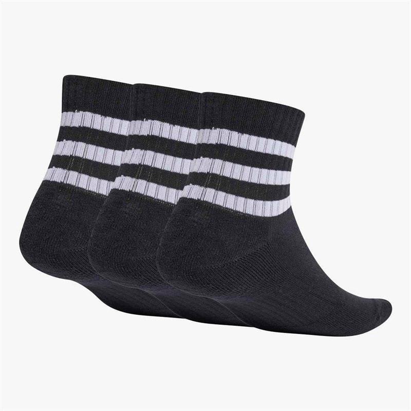 adidas 3-Stripes Cushioned Three Pack Mid Cut Crew Socks Black/White - Image 2