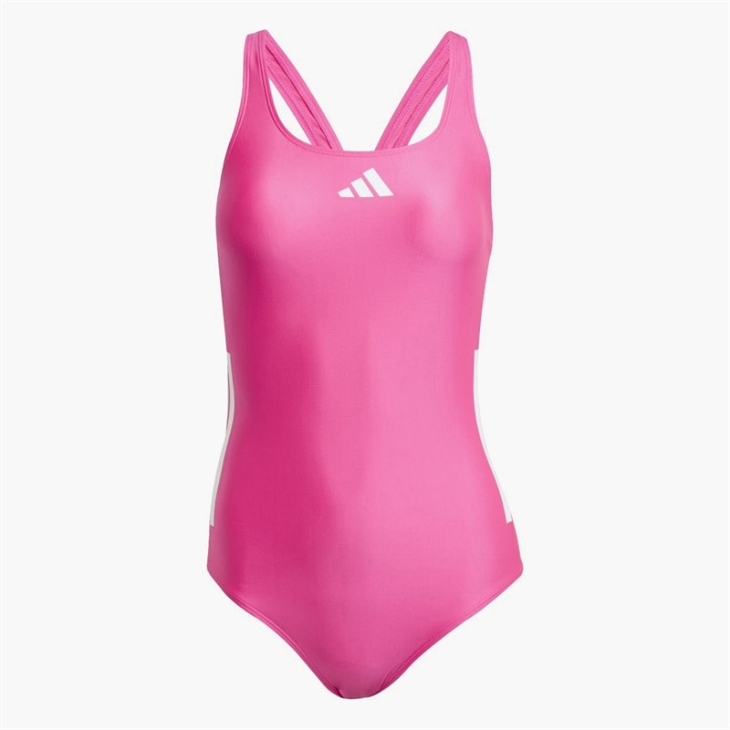 adidas Womens 3-Stripes C Back Swimsuit Shock Pink/White - Image 5